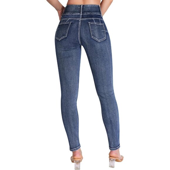 Women’s High Waisted Stretch Skinny Curvy Jeans Tummy Control Jeggings - Picture 4 of 5